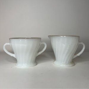 SOLD - Antique Vintage Fire King Creamer and Sugar set